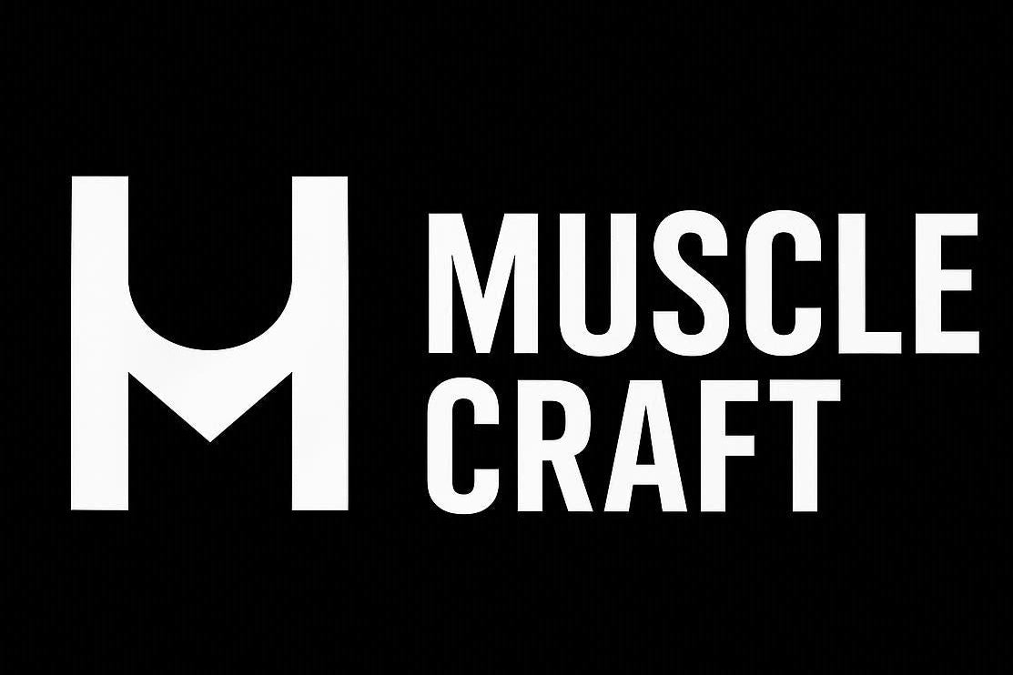 White 'Muscle Craft' logo on a black background